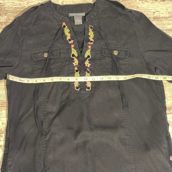 Chelsea & Theadore Elegant Black Dress with Embroidered Detail Women’s Size‎ M - Picture 6 of 7